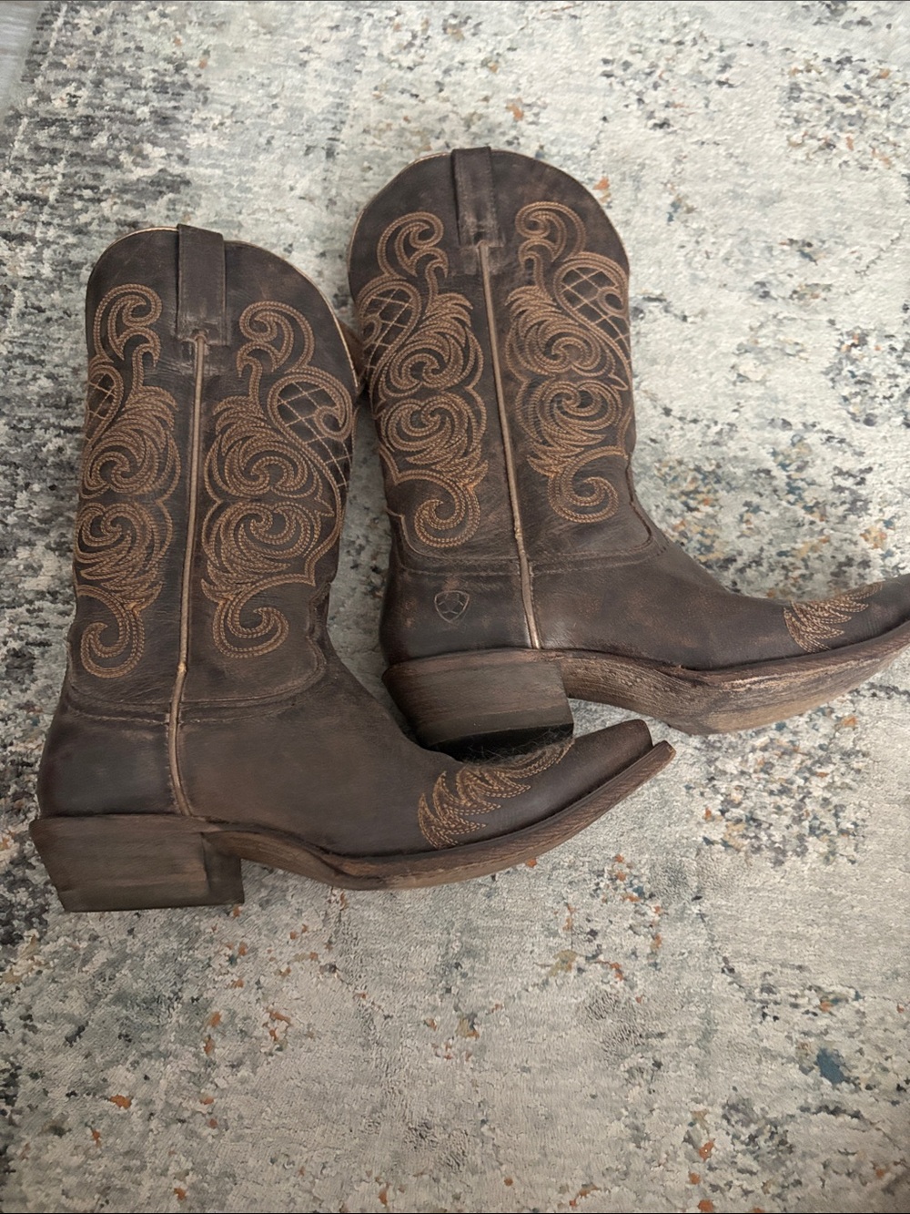 Ariat Dark Brown Embroidered Western Heeled Boots - Picture 6 of 7
